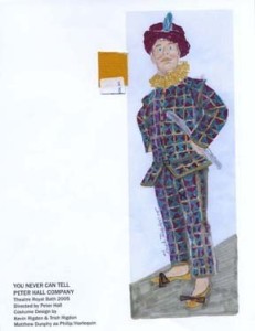 Costume Design illustration by Trish Rigdon for YOU NEVER CAN TELL directed by Sir Peter Hall.
